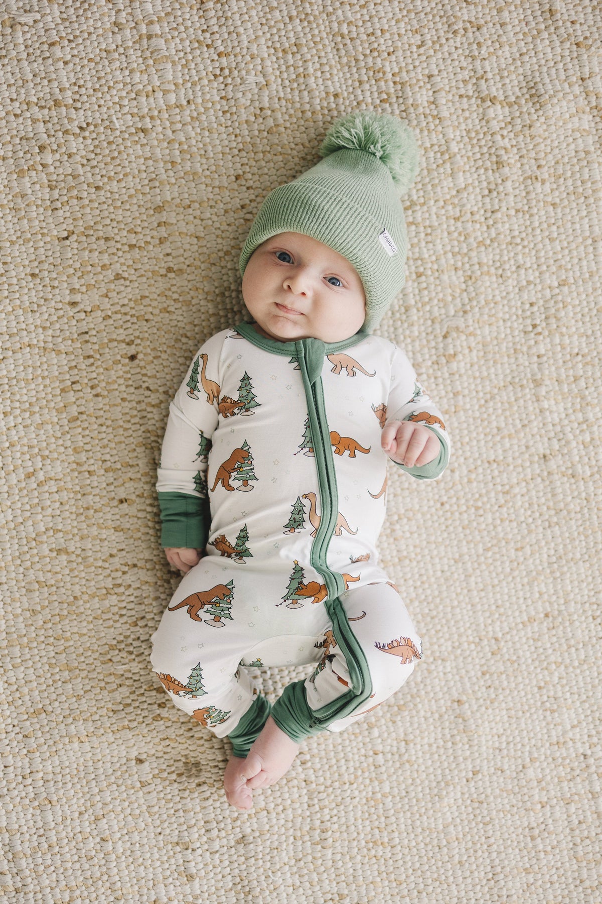 Christmas Tree-Rex Dino Bamboo Baby Zip Romper