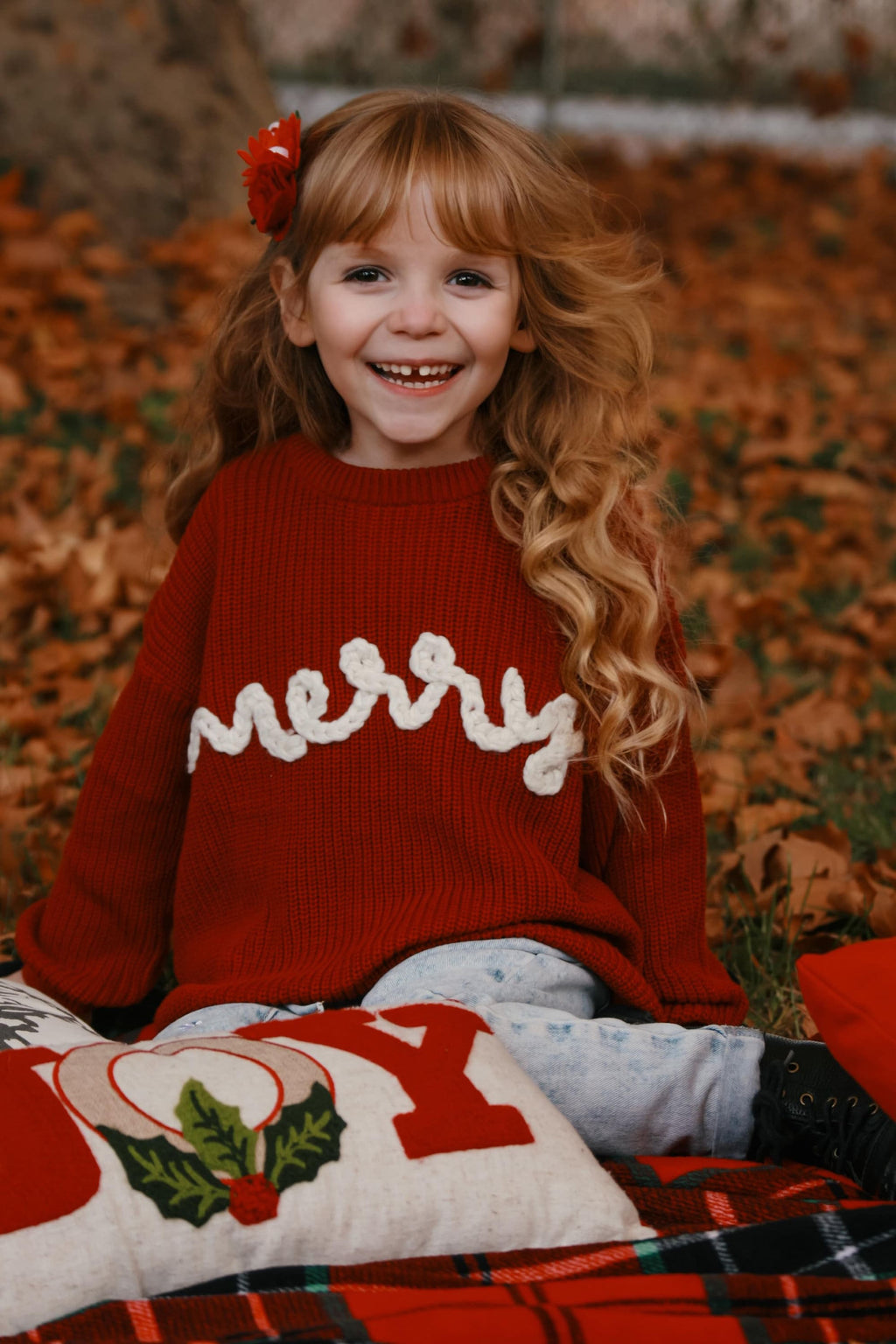 Merry Hand-Embroidered Christmas Baby Sweater