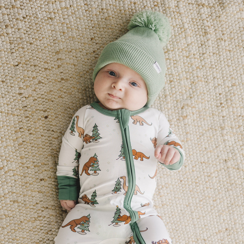Christmas Tree-Rex Dino Bamboo Baby Zip Romper