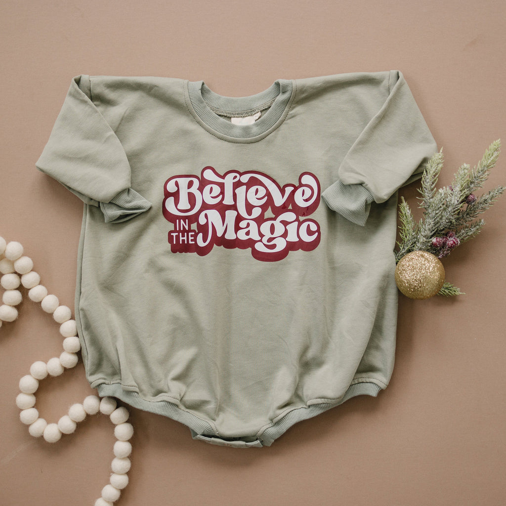 Believe in the Magic Christmas Baby Sweatshirt Romper
