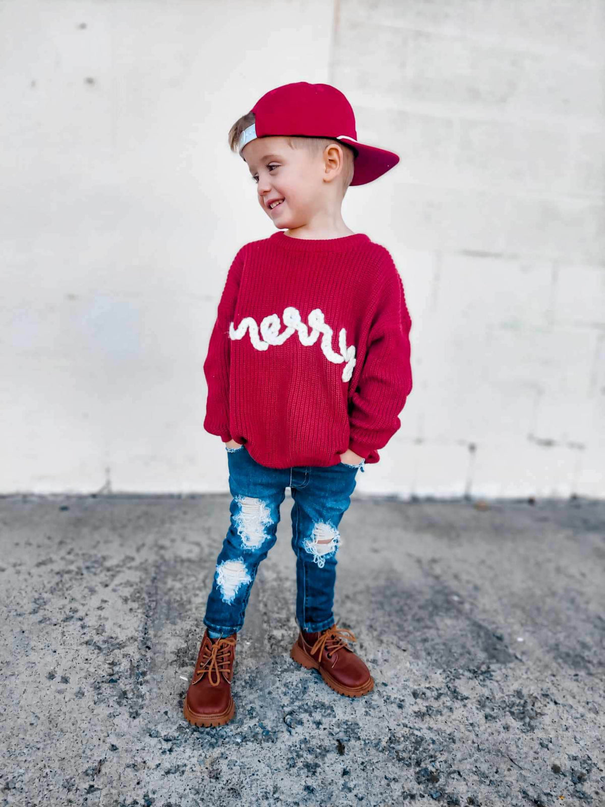 Merry Hand-Embroidered Christmas Baby Sweater