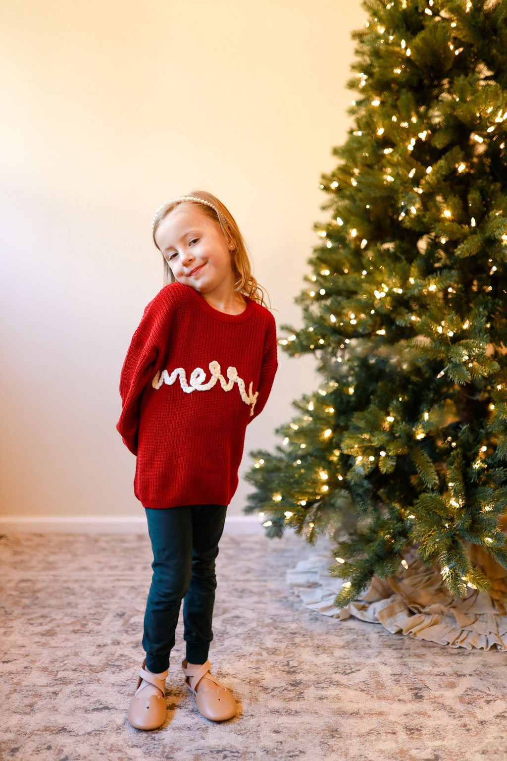 Merry Hand-Embroidered Christmas Baby Sweater