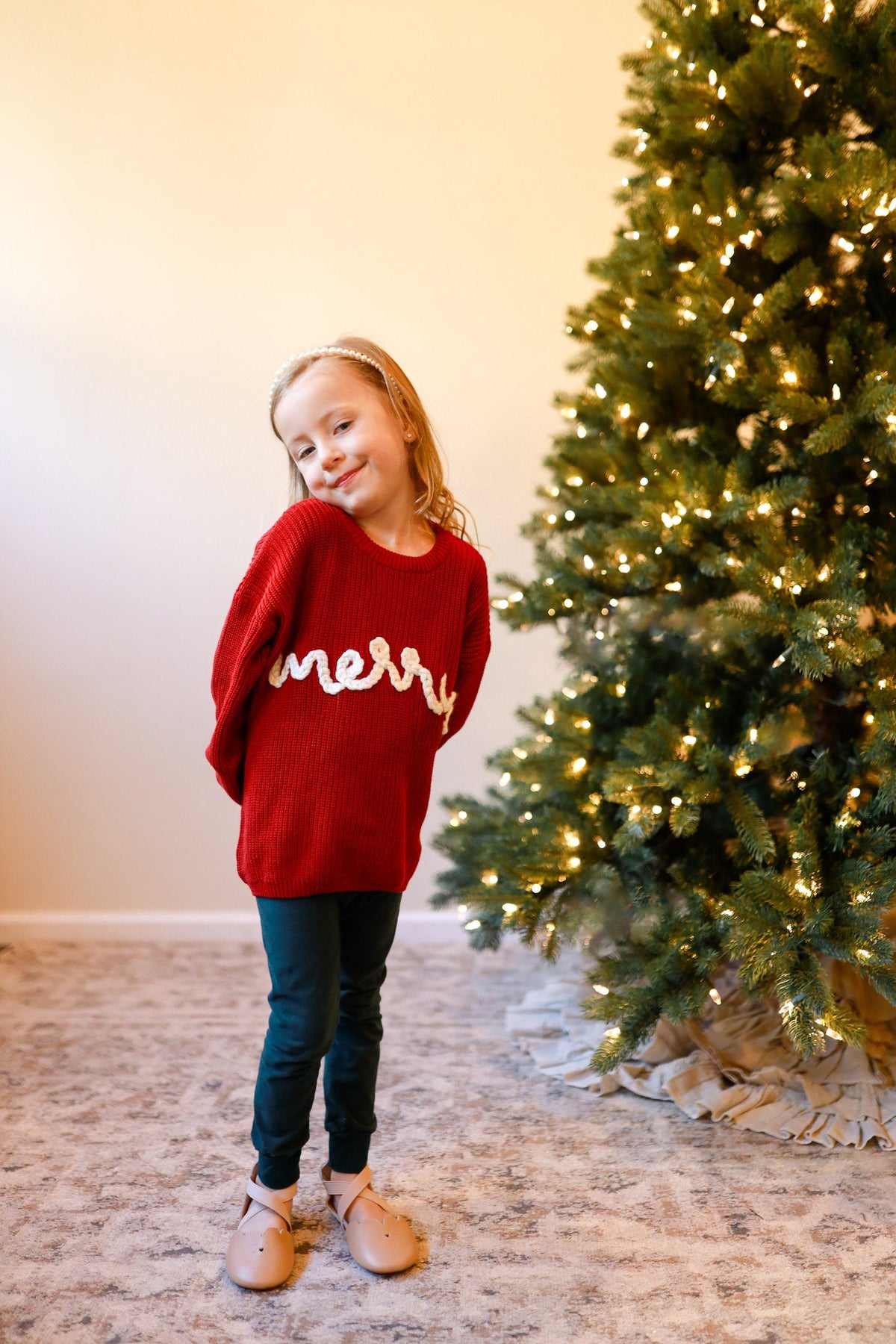 Merry Hand-Embroidered Christmas Baby Sweater