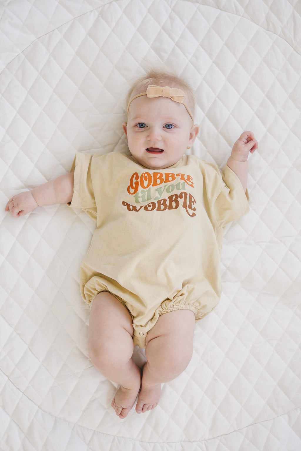 Gobble Til You Wobble Thanksgiving Baby T-Shirt Romper