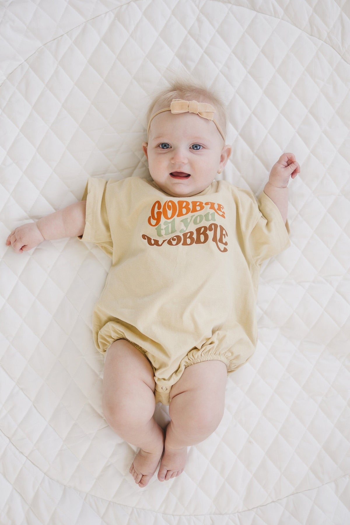 Gobble Til You Wobble Thanksgiving Baby T-Shirt Romper