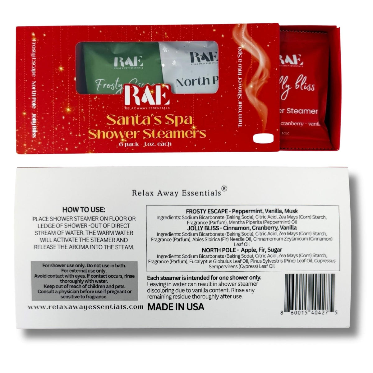Santa's Spa Shower Steamers, 6 Pack