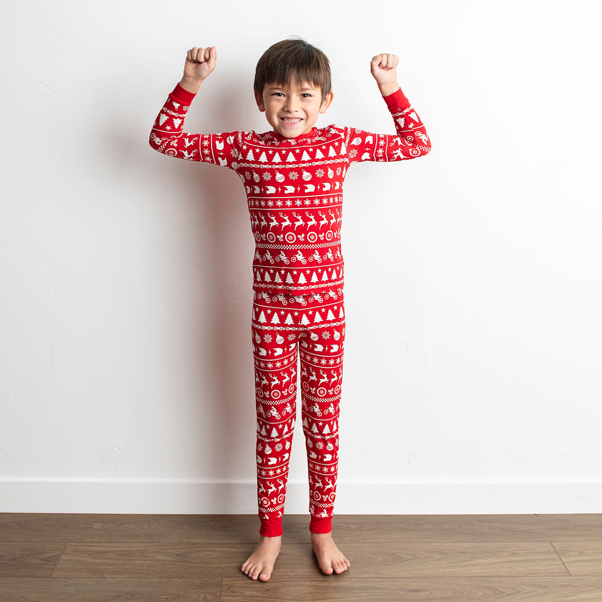 Kids' Merry Moto Bamboo Christmas Pajama Set