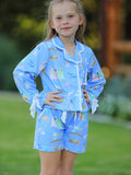 Girls' Blue Nativity Christmas Pajama Set