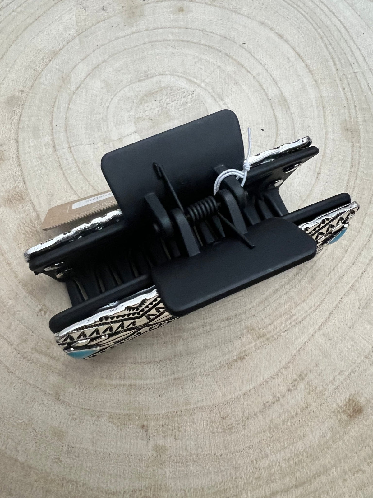 Western Faux Turquoise & Silver-Tone Hair Claw Clip