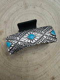 Western Faux Turquoise & Silver-Tone Hair Claw Clip