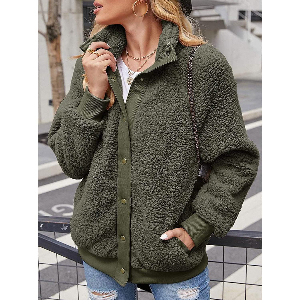 Women's Sherpa Fleece Button Jacket