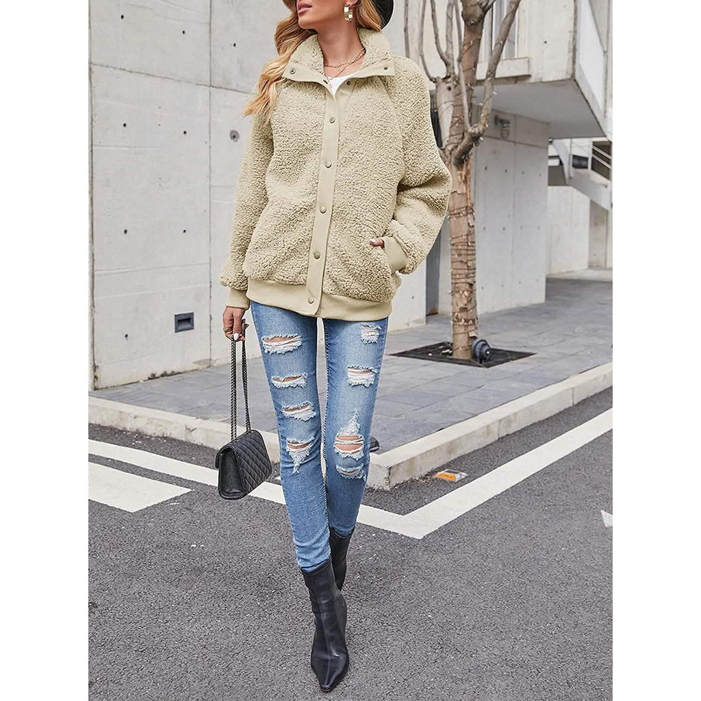 Women's Sherpa Fleece Button Jacket