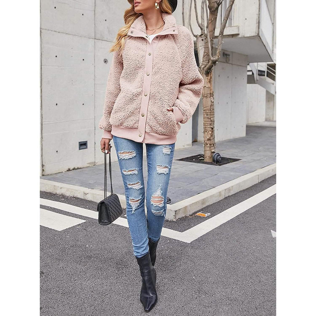 Women's Sherpa Fleece Button Jacket