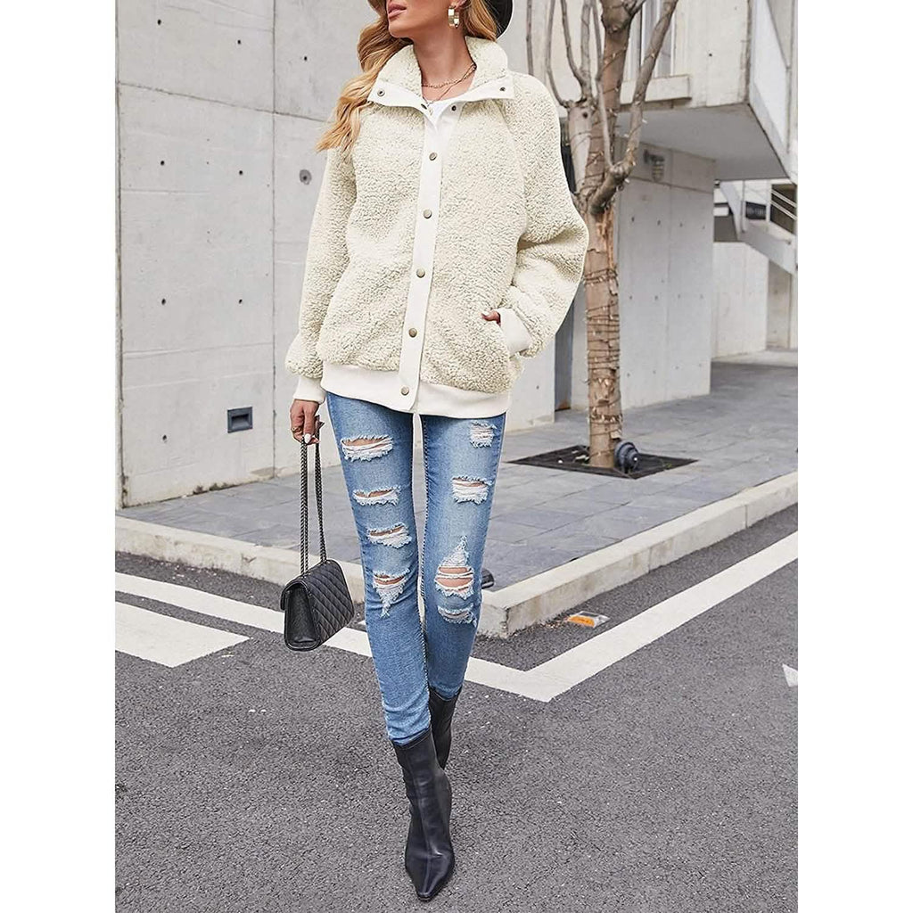 Women's Sherpa Fleece Button Jacket