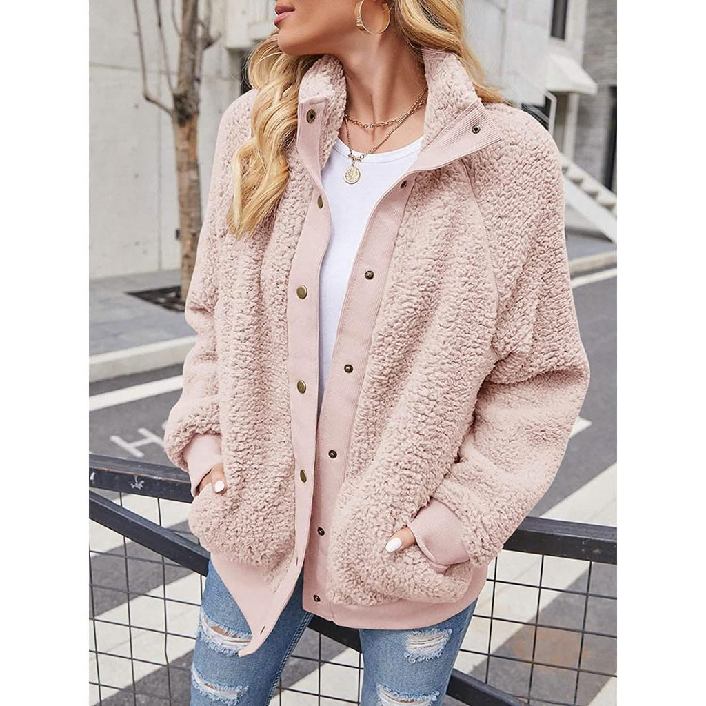 Women's Sherpa Fleece Button Jacket