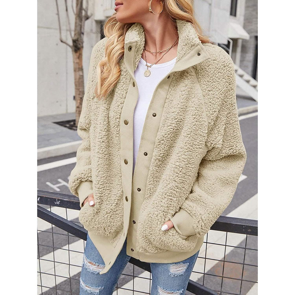 Women's Sherpa Fleece Button Jacket